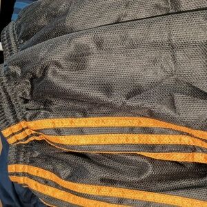 Adidas men's athletic shorts XXL gray and orange stripe nylon